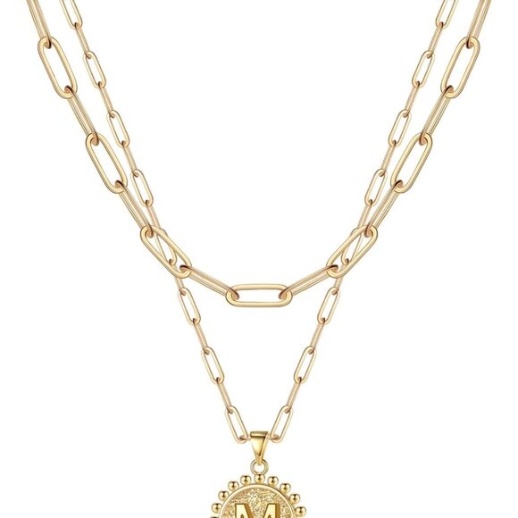 Personalized Gold Initial Necklace with Heart Pendant - Adjustable Layered Style - Picture 1 of 7